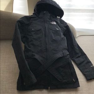 Women’s black North Face rain coat